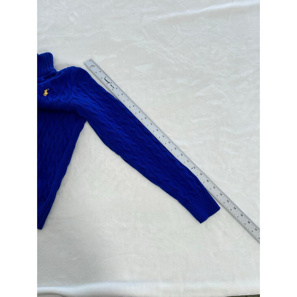 Polo Ralph Lauren Boy's XL Blue Knit Quarter Zip Sweater with Yellow Stripes XC! - Picture 4 of 8